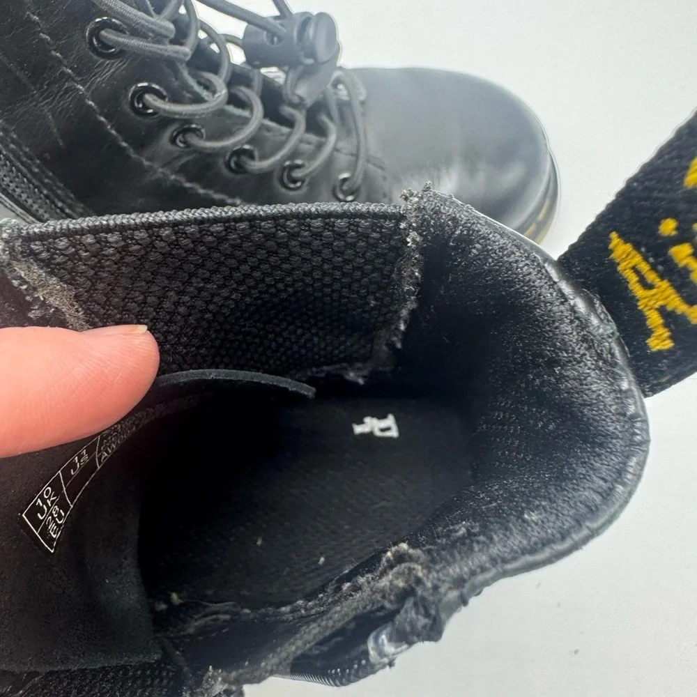 Dr. Martens Junior 1460 Harper Girls Size 11 Black Lace Up Boots Side Zip Combat
